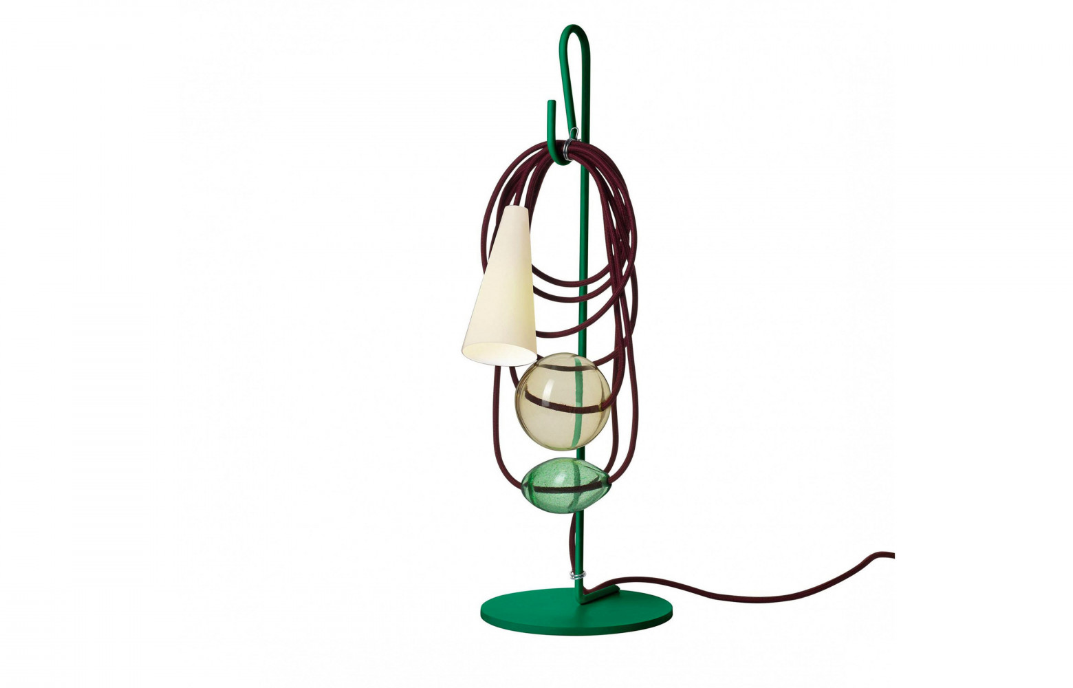 16/ Lampe à poser « Filo » avec abat-jour en céramique et perles de verre de Murano, design Andrea...