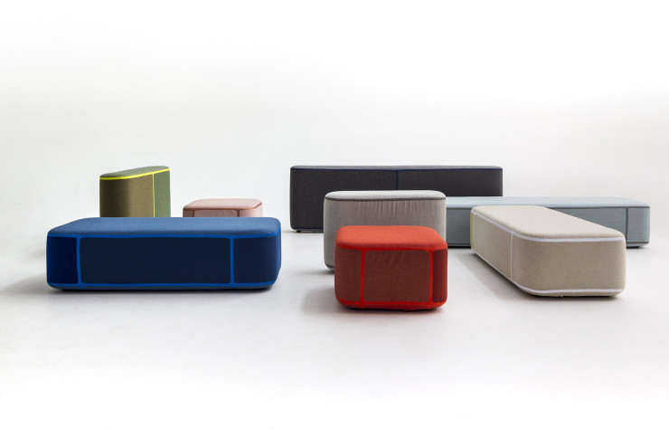 Différentes couleurs de tissus peuvent habiller chaque module.