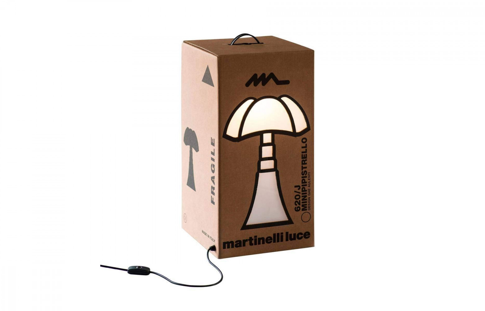 13/ Lampe à poser « Mini Pipistrello Carton » en carton, 85 €. Martinelli Luce.