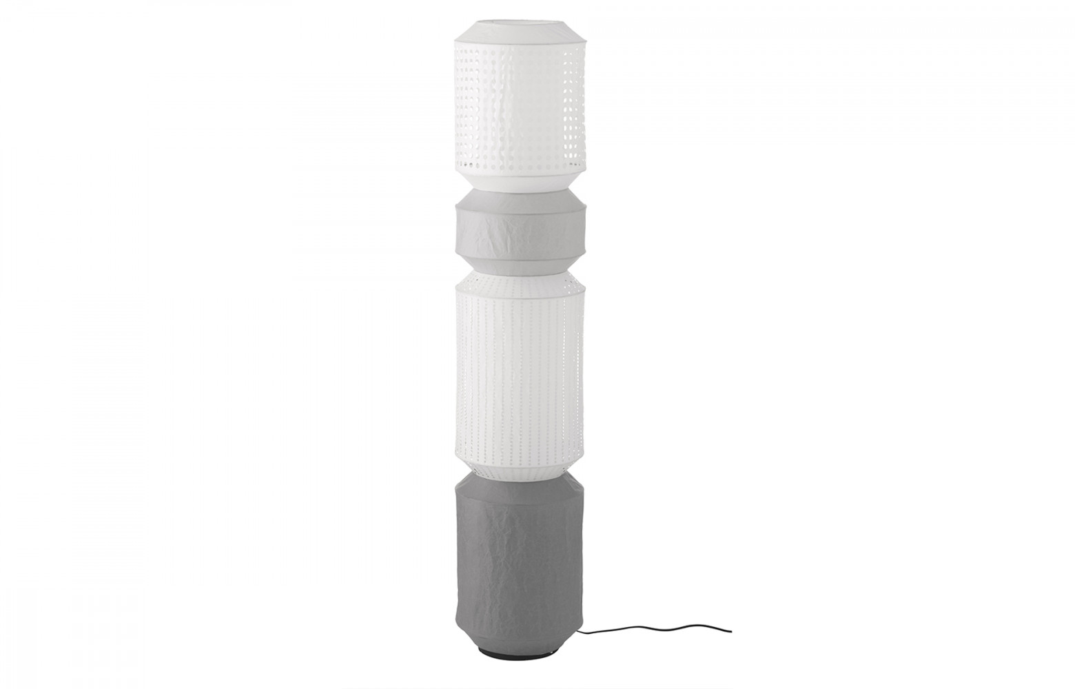 15/ Lampadaire « Majorna » en papier blanc et gris, 30 €. IKEA.
