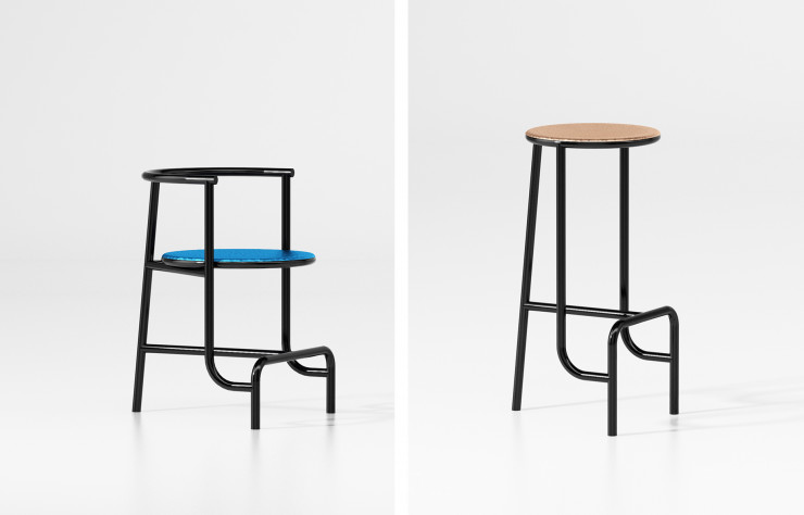 Chaise et tabouret « Tubo » de Fabien Capello.