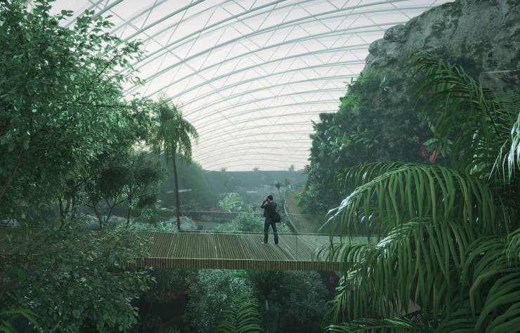 Quasi enterré, le bâtiment se fond dans son environnement.