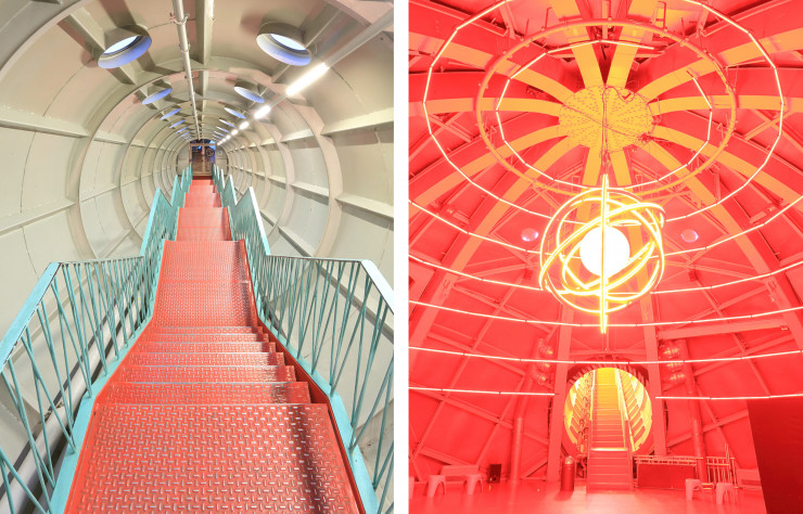 Mégabizarrerie érigée à l’occasion de l’Exposition universelle de 1958, l’Atomium est un ensemble de neuf sphères de métal, reliées entre elles comme les atomes d’une molécule, et culminant à 108 mètres. À l’intérieur, des escaliers et des tunnels à l’ambiance très SF.