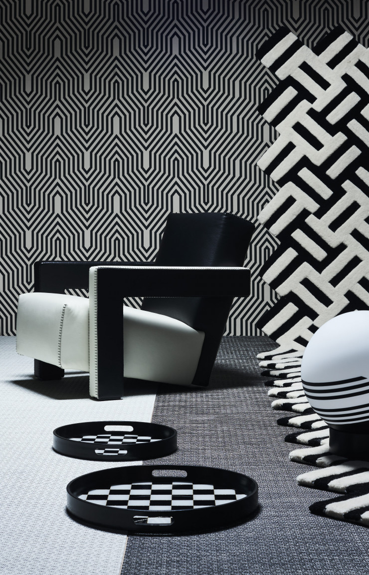 Fauteuil « Utrecht » en cuir bicolore (Cassina).