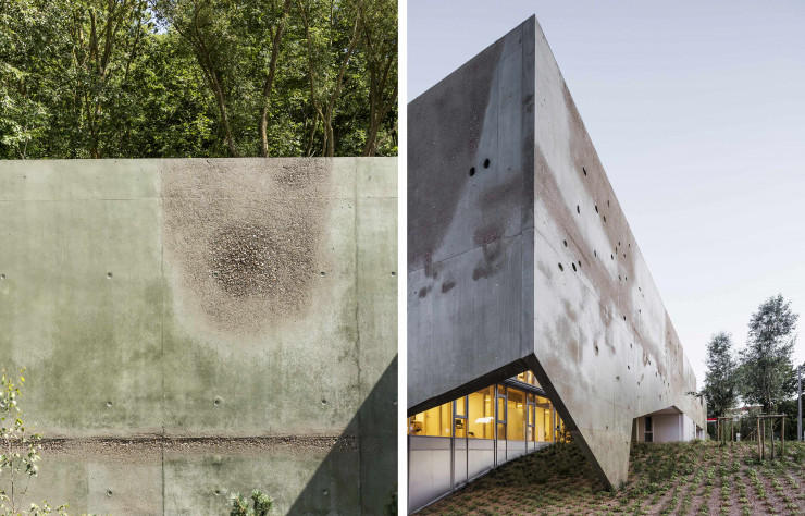 Les façades de béton du centre psychothérapique de Metz portent toutes les traces de l’intervention en creux de l’artiste Grégoire Hespel.