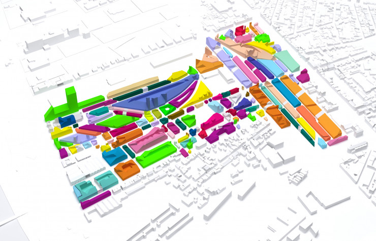 Egalement conçu par MVRDV, le plan directeur du quartier Bastide-Niel comprend environ 70 % de logements, complétés par une offre de commerces et d’équipements.