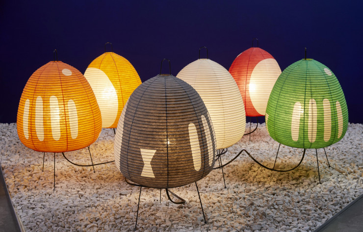 Lampes Akari 1AD, 1AS et 1AY d’Isamu Noguchi (1952-1954). Fabriquées par Ozeki (Gifu, Japon) et distribuées en France par Sentou.