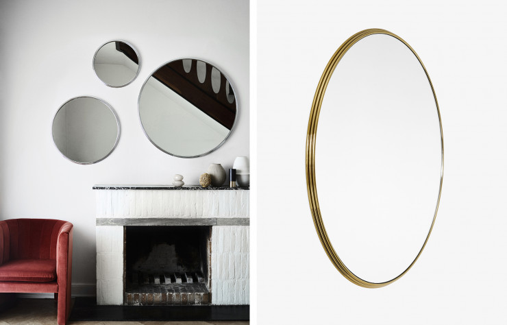 Edités par &Tradition, les miroirs « Sillon » sont déclinés en version chrome et laiton.