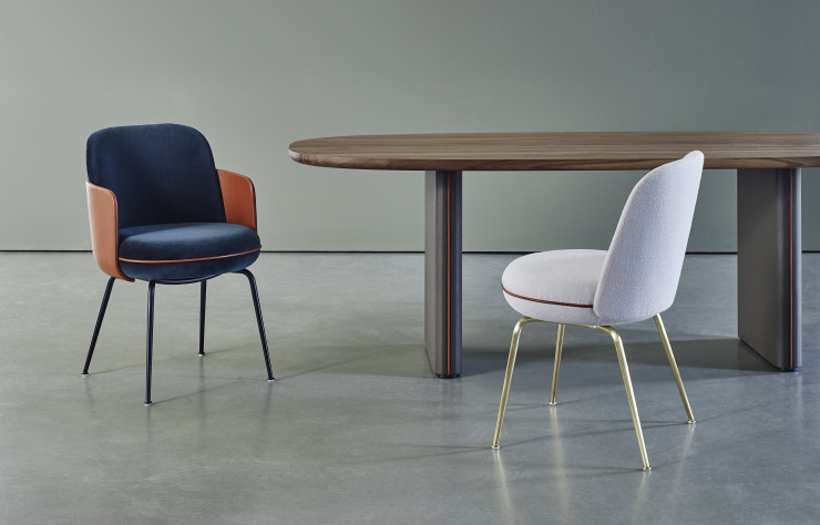 Chaises et tables « Merwyn », dessinées pour Wittmann.