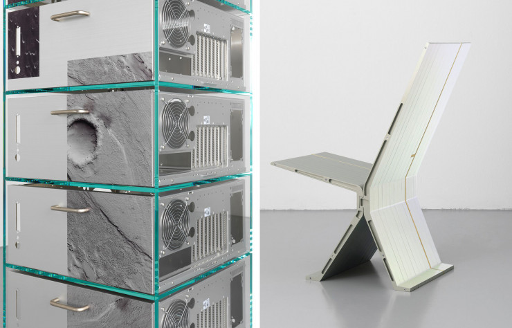 Cabinet et fauteuil de la collection « Ore Stream », imaginée par le studio Formafantasma.