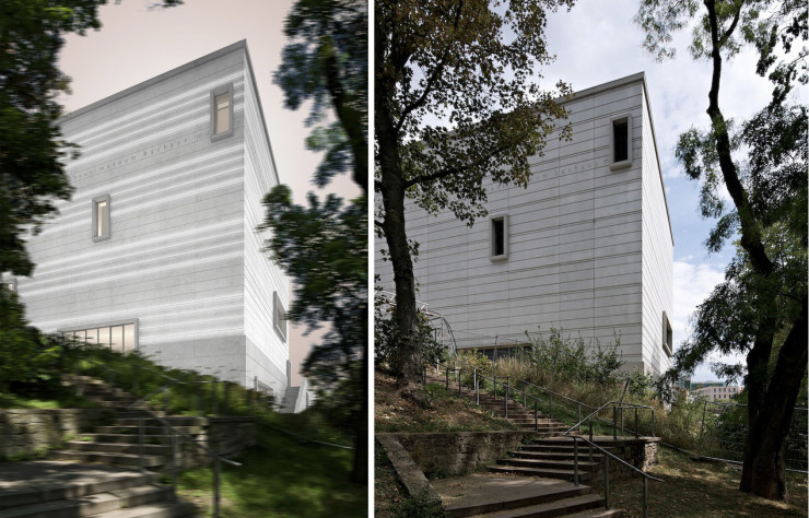 Derrière une façade composée de bandes horizontales en verre dépoli, cet espace minimaliste remplace l’ancien musée, un bâtiment du XIXe siècle en brique rouge.
