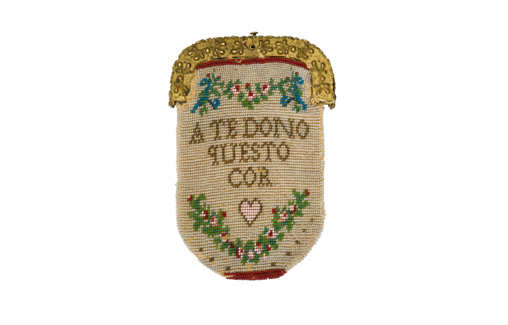 Porte-monnaie en perles « A te dono questo cor ». 1840, Italie.