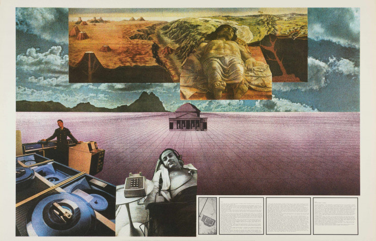 « Morte », l’un des cinq moments de la vie humaine mis en regard de la question architecturale par Superstudio dans la série de collages et de vidéos « Gli Atti Fondamentali » (« Actes fondamentaux ») en 1971-1972.