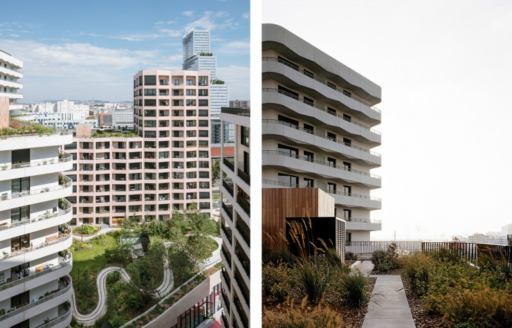 Jardin collectif et terrasses partagées prolongent le parc…
