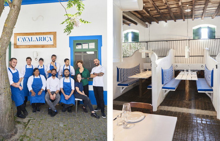 Dans cette ancienne écurie (« cavalariça » en portugais), le chef Bruno Caseiro, ici entouré de son équipe jeune et stylée, nous affole le palais sans esbroufe. Avec un je-ne-sais-quoi de corsé, les produits de la mer et de la terre s’offrent dans leur plus simple appareil.