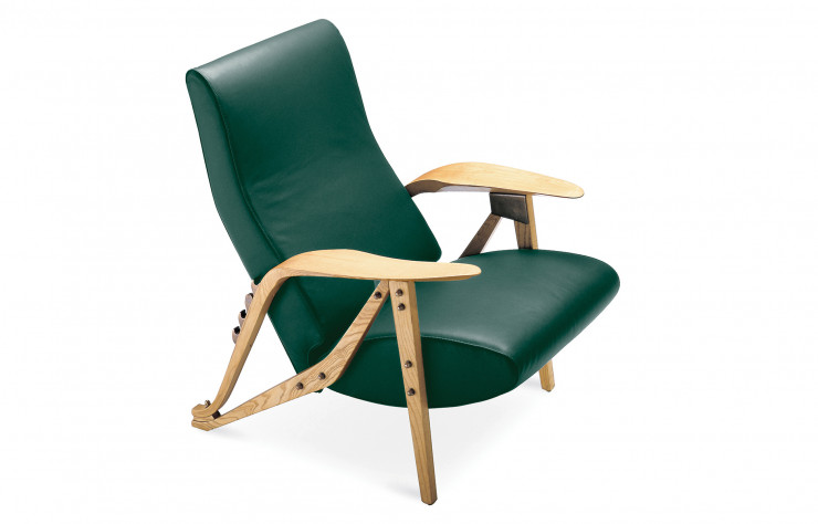 Fauteuil « Gilda » en cuir vert.