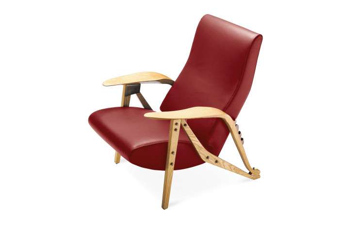 Fauteuil « Gilda » en cuir rouge.