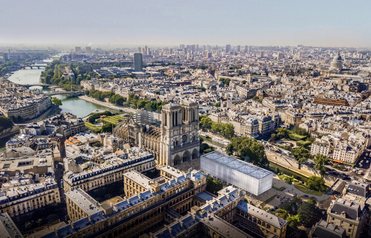 D’une longueur identique à celle de la nef de Notre-Dame, le pavillon compte offrir aux fidèles un espace au volume familier.