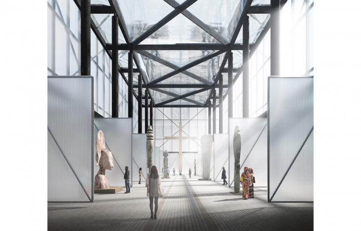 Entièrement démontable, le pavillon pourrait également investir un autre lieu à la fin du chantier de restauration de la cathédrale.