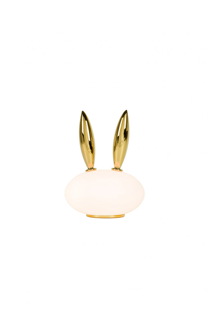 Lampe Purr, collection « Pet Lights », en céramique plaquée or et verre dépoli, design Marcel Wanders, 403 €....