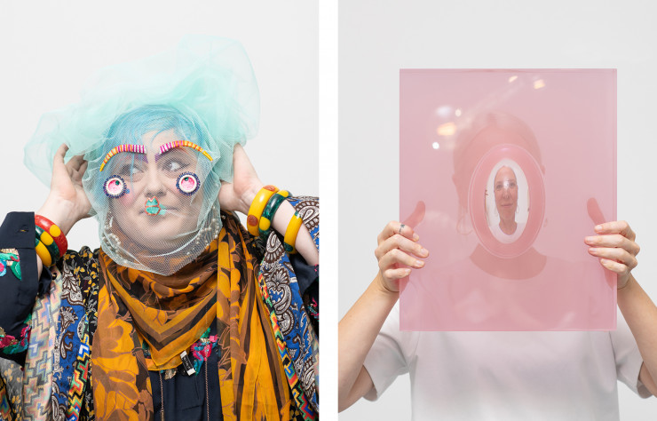 Bethan Laura Wood et Sabine Marcelis, plus ou moins « cachées » derrière leurs masques.