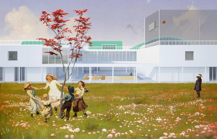 Projet pour un nouveau complexe scolaire à Grezzana, en Italie, 2017 (détail) Définition de l’image d’un nouveau centre, à la fois civique et culturel, clairement visible et compréhensible par tous les habitants, capable de lancer un processus vertueux, catalyseur des meilleures ressources ainsi que des meilleurs talents de la ­région.