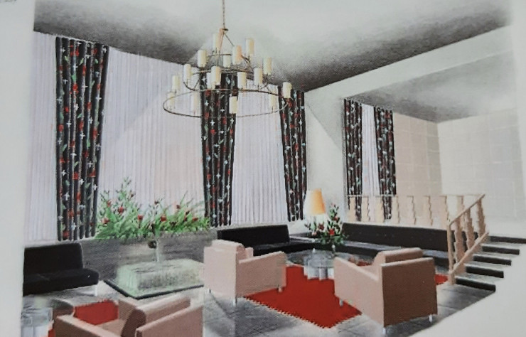 Croquis de Jean Royère pour l’aménagement de la Maison de l’Iran.