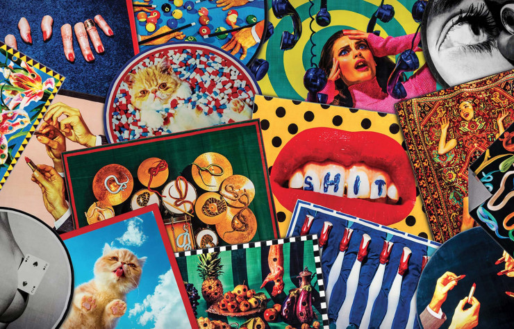 Assemblage de visuels signés Pierpaolo Ferrari et Maurizio Cattelan pour la collection « The Seletti Wears Toiletpaper ». À travers leurs images provocantes, ils dénoncent une société pervertie par la consommation, où règne le culte de l’apparence. Minutieusement élaborées, ces représentations empruntent au kitsch et à l’absurde pour mieux détourner les codes de la mode ou de la publicité.