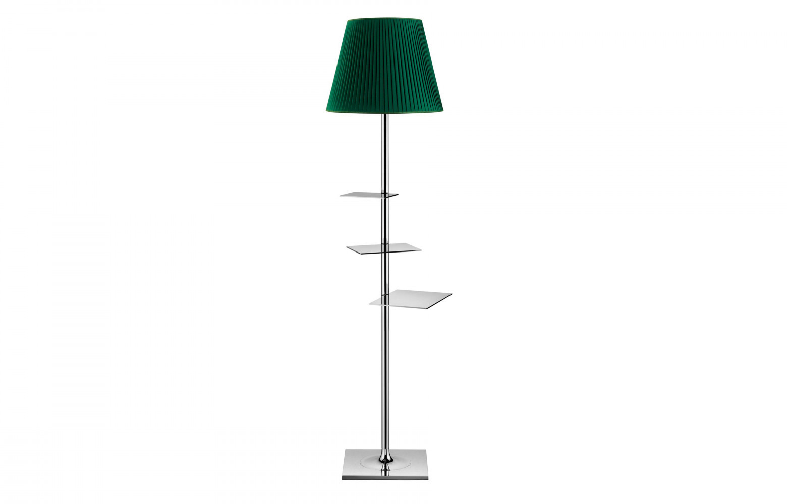 Lampadaire Bibliothèque nationale, en aluminium et polycarbonate avec abat-jour en tissu, h 150 cm, design Philippe Starck, 1 890 €. Flos.