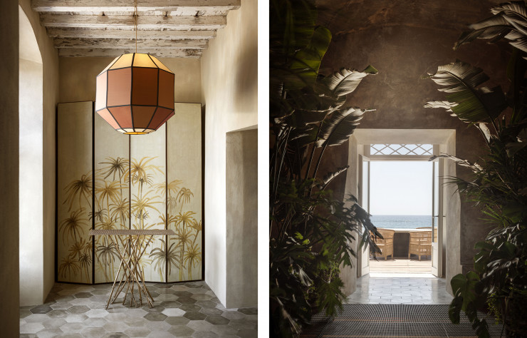 À Capalbio (Toscane), près de la plage, Quincoces-Dragó a souhaité un décor estival, raffiné et lumineux pour habiller le restaurant La Macchia.