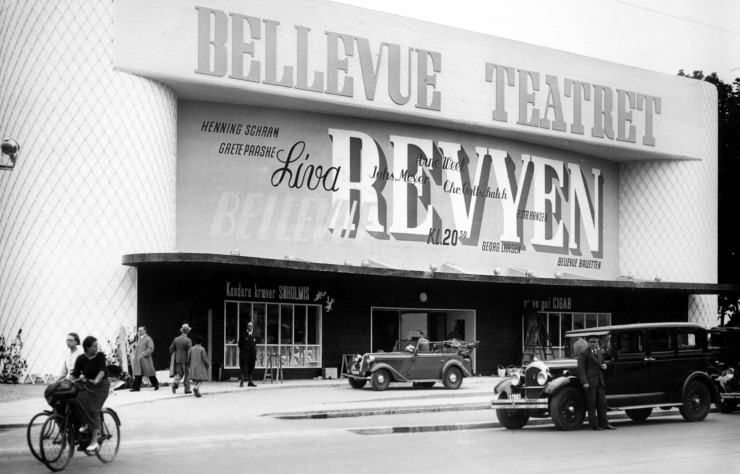 Façade du théâtre Bellevue peu de temps après son ouverture, dans les années 1936-1937