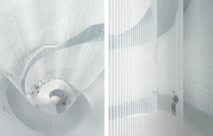 Surnommée « la Dame blanche », l’artiste autrichienne Susanna Fritscher, aujourd’hui installée à Montreuil, décline sa couleur fétiche au sein de la gare de Saint-Maur Créteil, réalisée par l’ANMA.