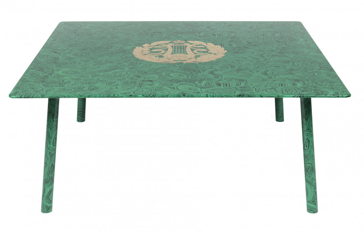 Table basse Insoliti Saloti, déclinée en version Malachite.