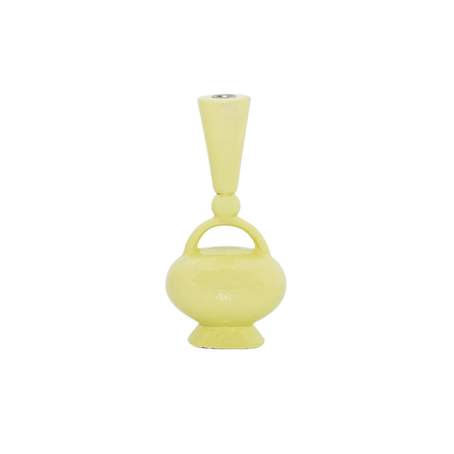 Bougeoir recyclé jaune, H.32.4cm Fabriqué à partir d'un mélange écologique, un mélange alternatif solide et écologique de...