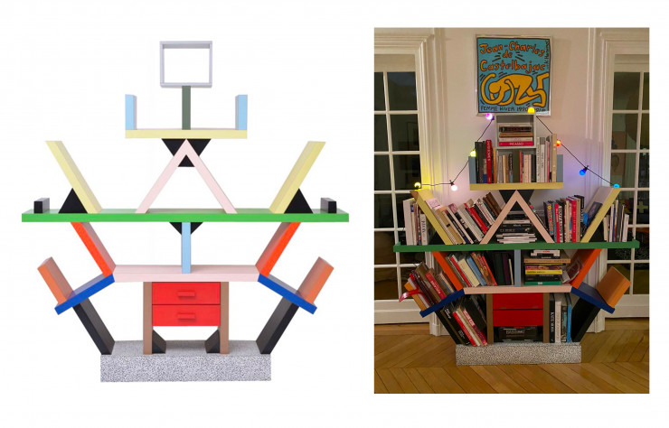 La bibliothèque Carlton, dessinée en 1981 par Ettore Sottsass à l’occasion de la première collection Memphis.