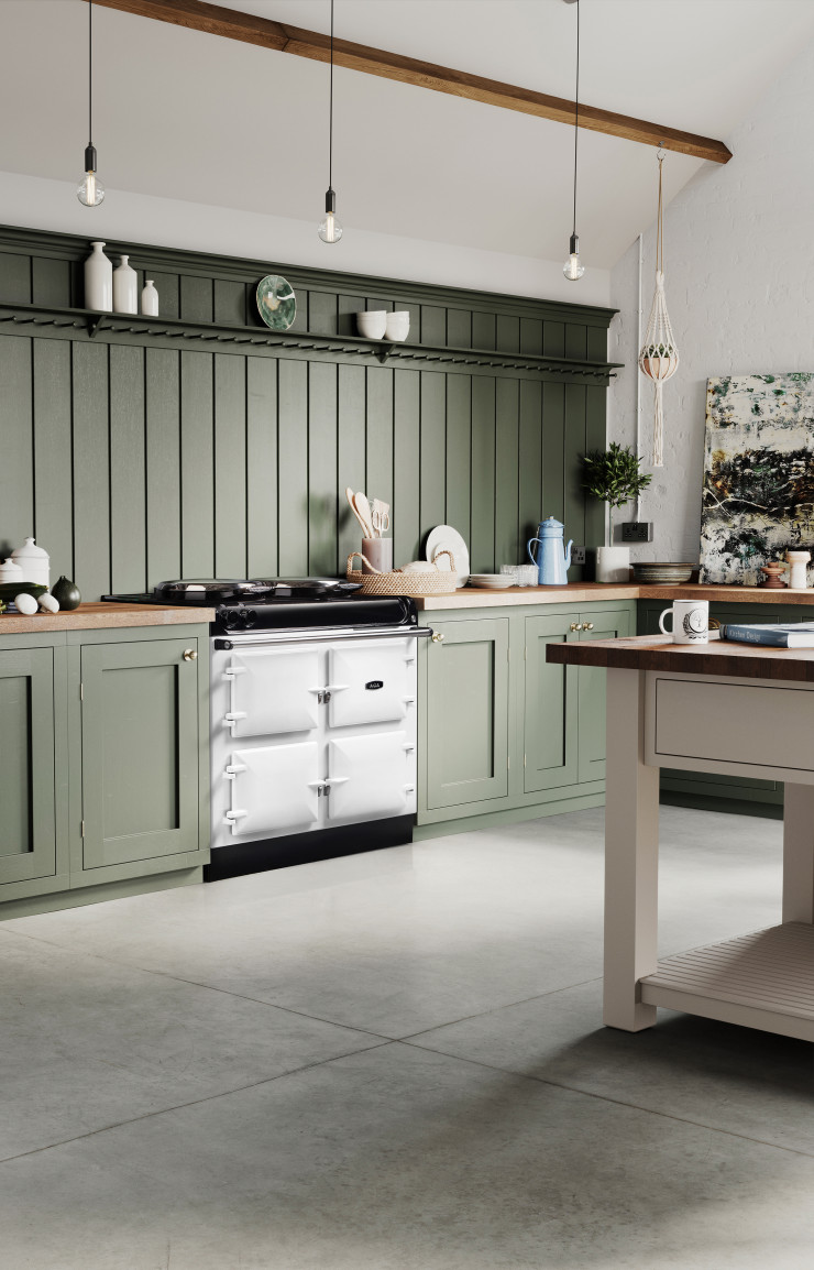 Chez Aga, le modèle R3 Series combine un four, deux plaques de cuisson pour bouillir et faire mijoter, un gril à infrarouge et une zone de cuisson à induction, avec une maîtrise de la consommation d’énergie (Aga).