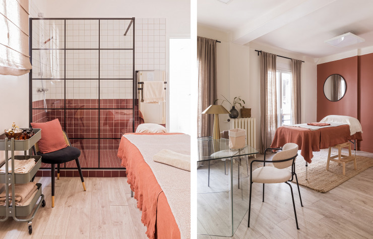 Un aperçu des deux cabines de soin et de consultation de la maison des femmes Gynécée.