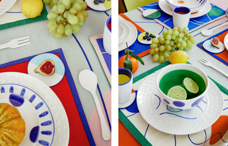 Les pièces de la collection « DA/DA x Monoprix » invitent le printemps à table.