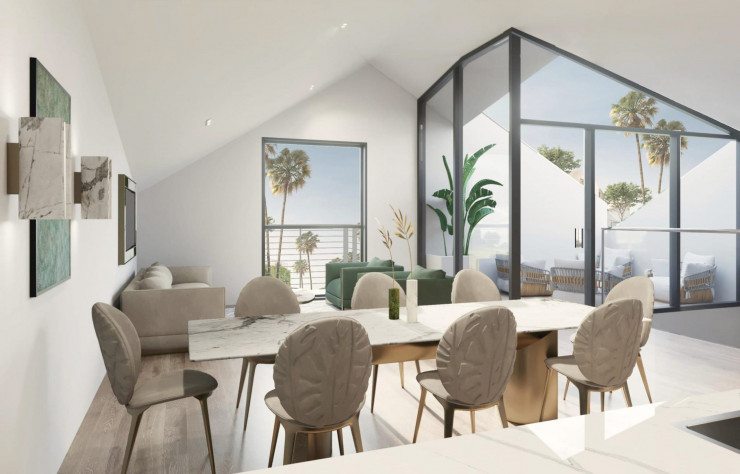 Dans le salon d’une Row House, un mobilier inspiré de la Nature.