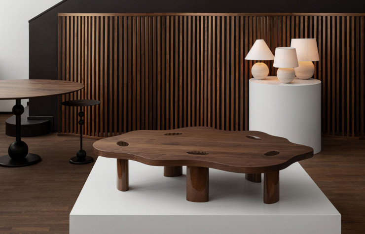 Table Cloud, lampes Franck et Arrow et guéridons Eight side (Veermakers).