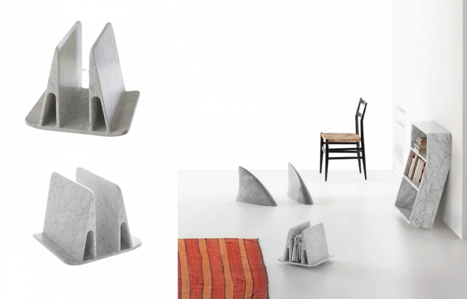 1/ Porte-revues en marbre de Carrare. Design Maddalena Casadei, 6 695 €. Marsotto Edizioni sur Artemest.com