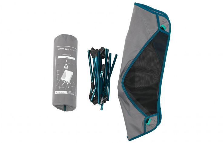 Le MH500 se compose d’une structure dépliable d’une assise en textile et d’un sac de rangement.