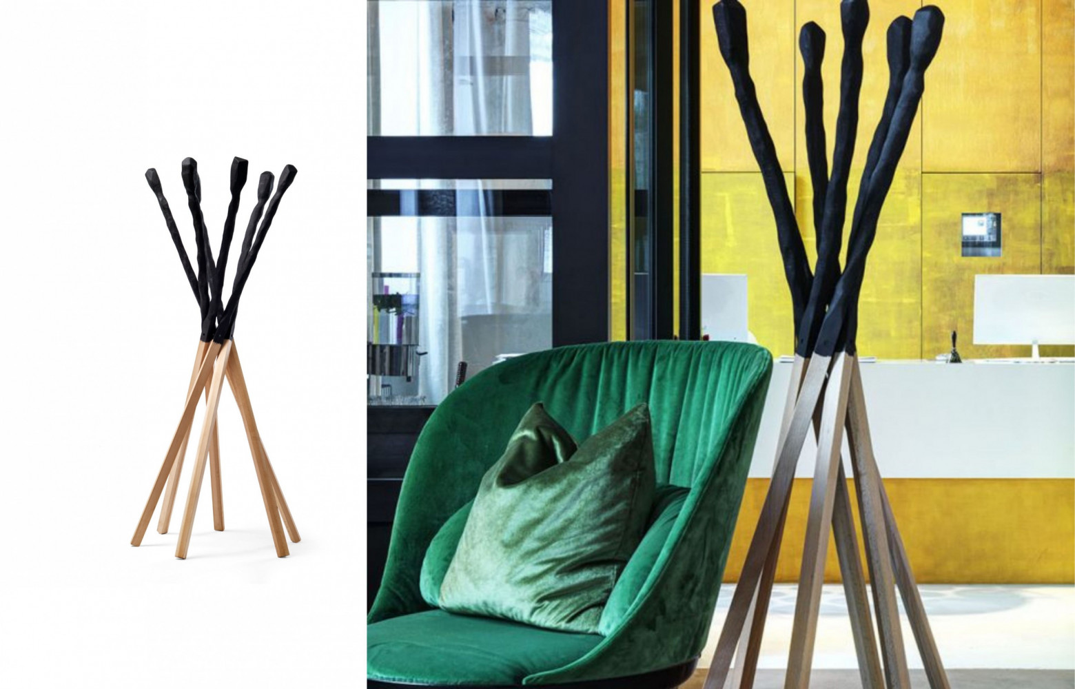 8/ Match, en hêtre massif naturel et laqué noir, design Studio Baag, 942 €. Mogg sur M-ydesign.com
