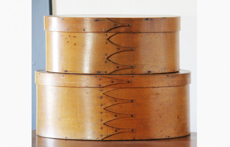Exemplaires de boîtes Shaker fabriquées dans le Kentucky.