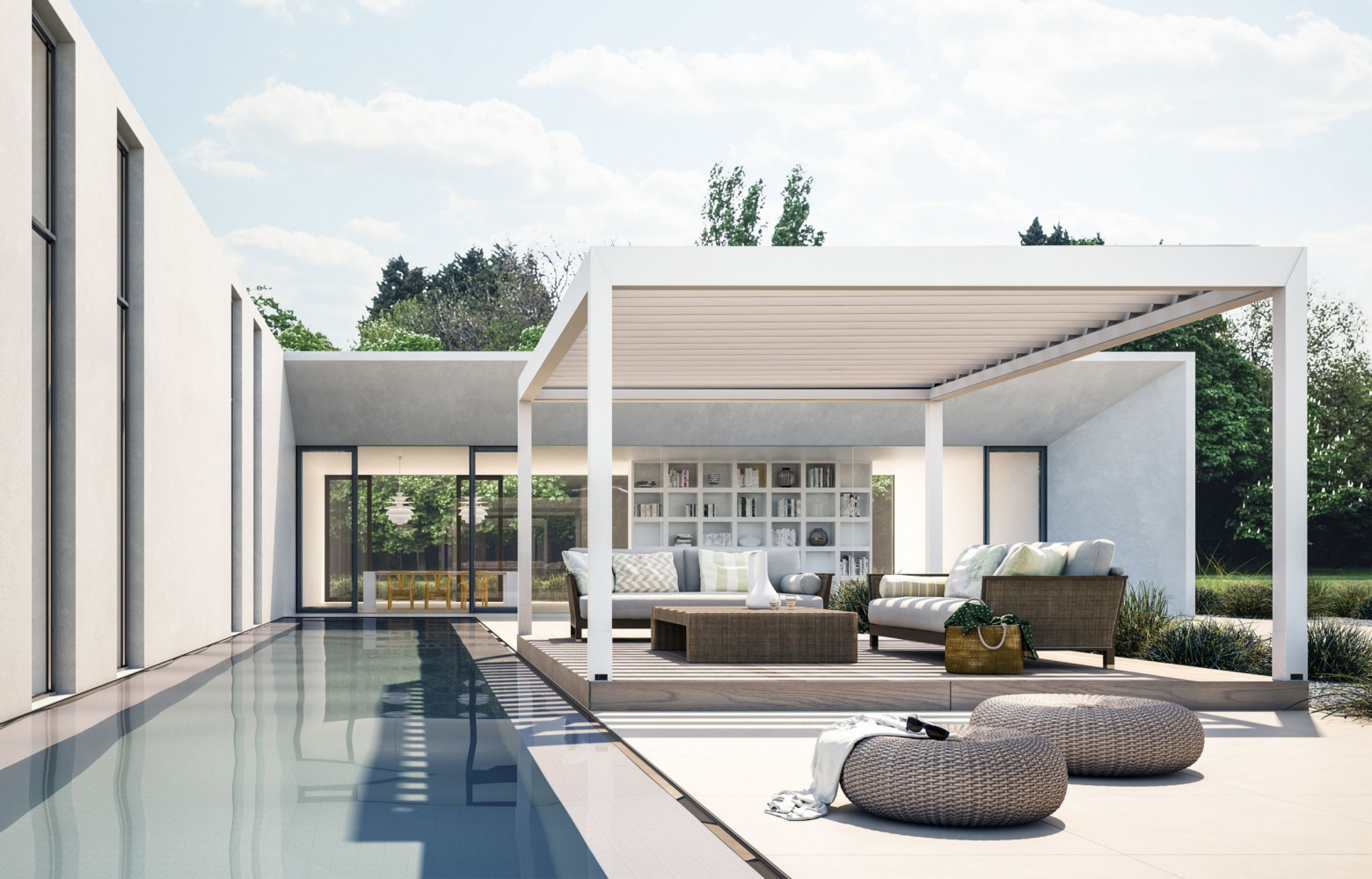 1/ Kedry Plus est une pergola bioclimatique autoportante en aluminium avec toit à lames orientables pour une...