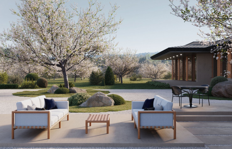 « Pevero », une collection de jardin en teck très complète pour paresser dans son jardin.