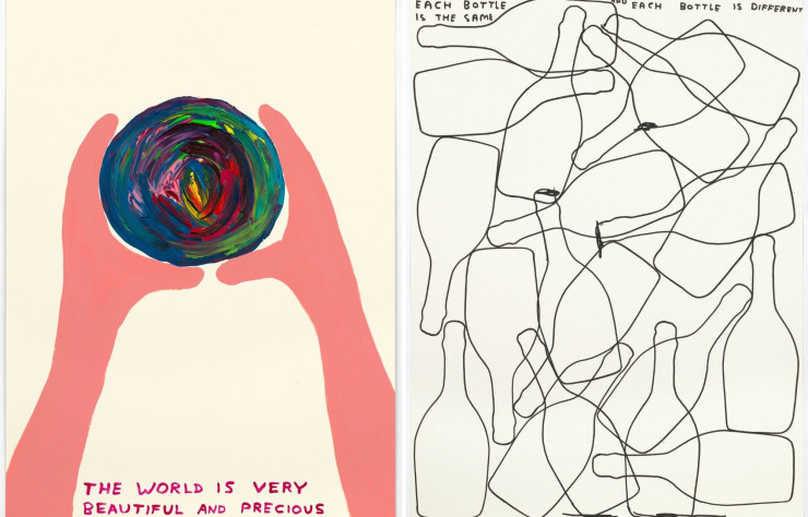 Toiles de  David Shrigley pour la Maison Ruinart.