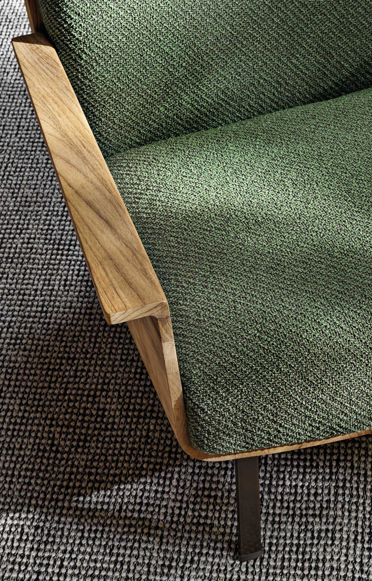 Détail du fauteuil Daiki signé du Brésilien Marcio Kogan (Minotti).