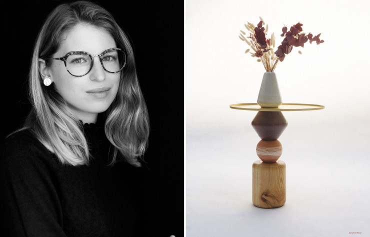 A gauche : Joséphine Balayn. A droite : La table d’appoint Cabochon.