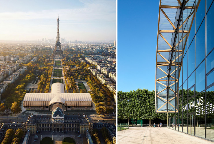 Vues extérieures du Grand Palais Éphémère.